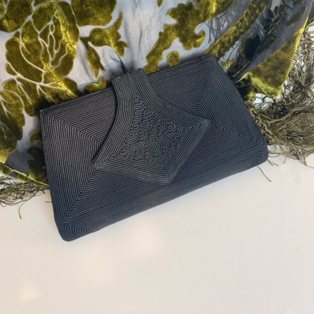 Vintage 1940's Corde Clutch Purse Black